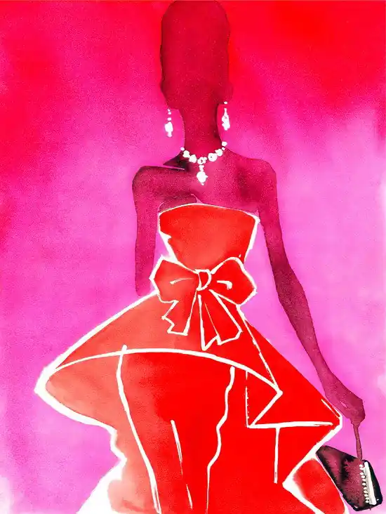 Kostenloser Versand Red Couture Valentino dress with evening bag