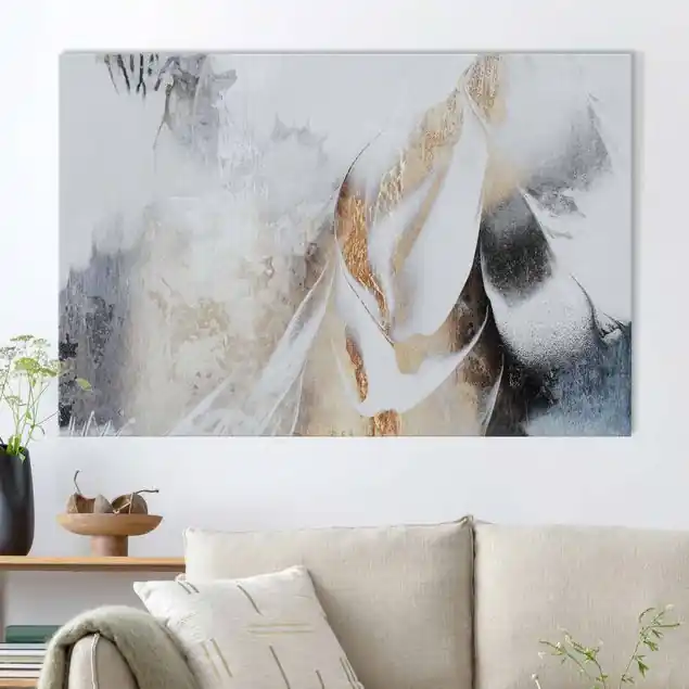 Echt Goldene abstrakte Wintermalerei Akustikbild