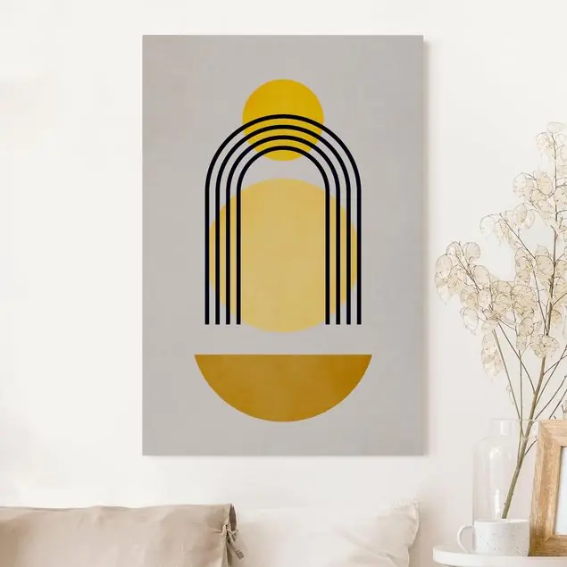 Abstrakte Formen in Gelb Akustikbild Top-Preis