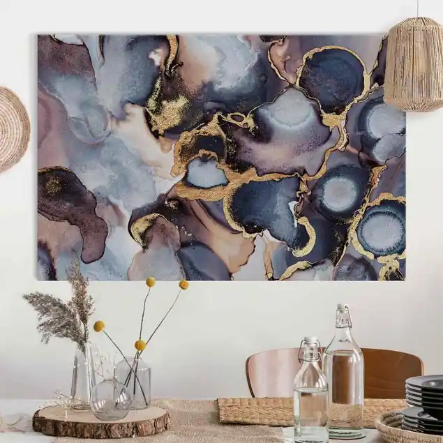 Nur Heute Marmor Aquarell mit Gold Akustikbild