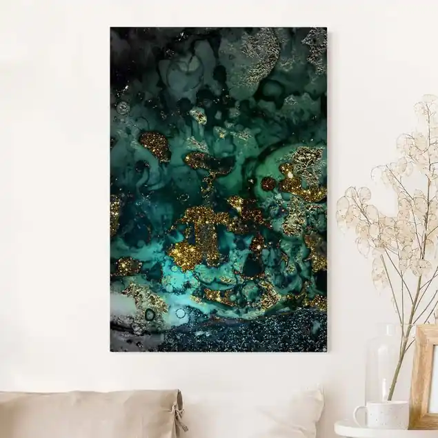 Goldene Meeres-Inseln Abstrakt                               Akustikbild Top-Angebot