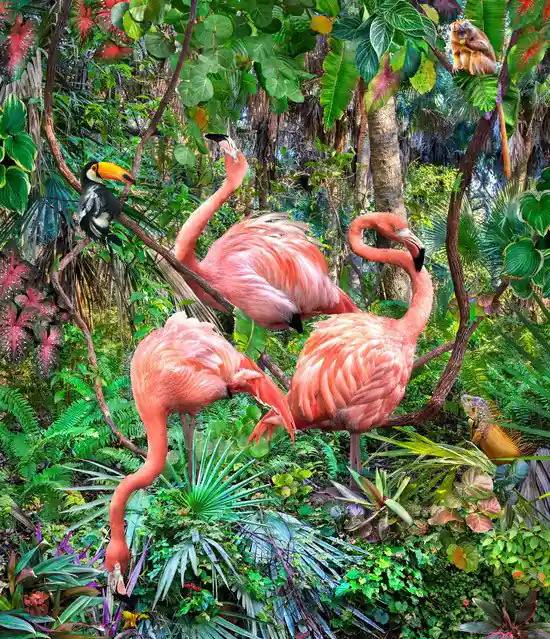 Saisonangebot Three Flamingos and Assorted Admirers