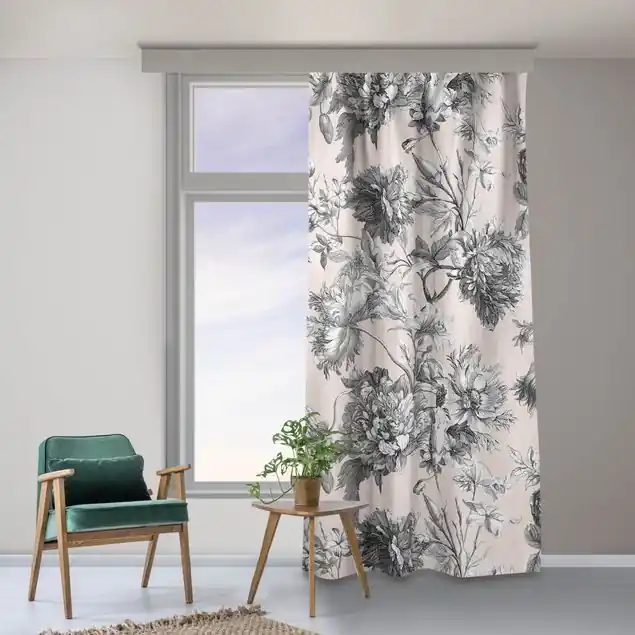 Online Kaufen Floraler Kupferstich Graubeige