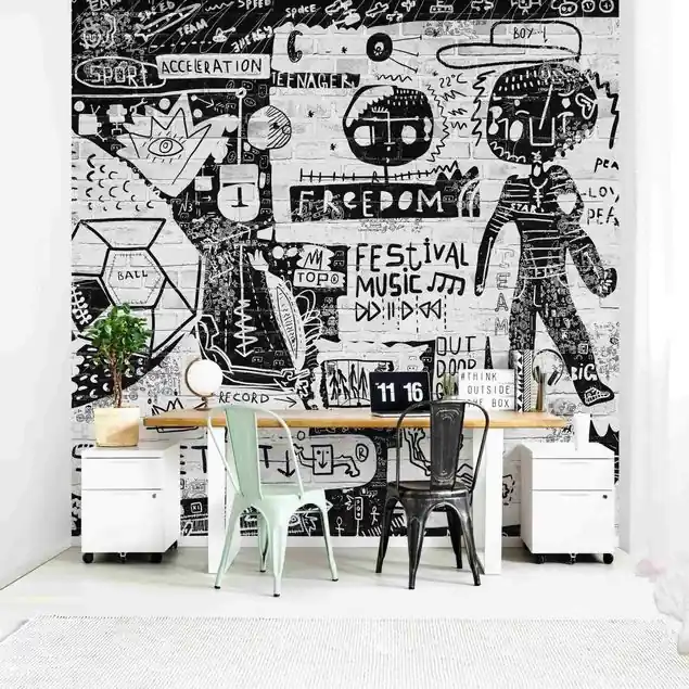 Abstract Graffiti Art Schwarz Weiß Kostenloser Rückversand