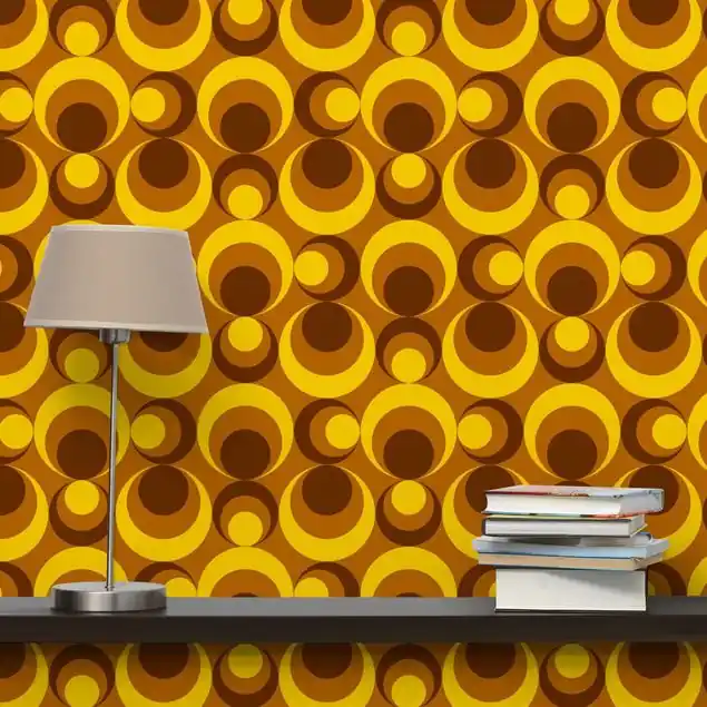 70er Jahre Tapete Kreisdesign Rabatt