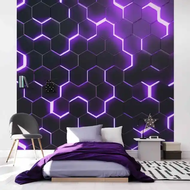 Wochenendangebot Strukturierte Hexagone mit Neonlicht in Lila
