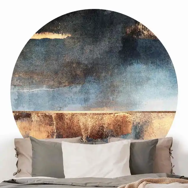 Abstraktes Seeufer in Gold Rabatt