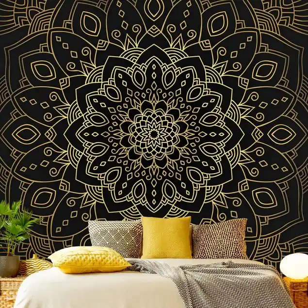 Wochenendangebot Mandala Blüte Muster gold schwarz