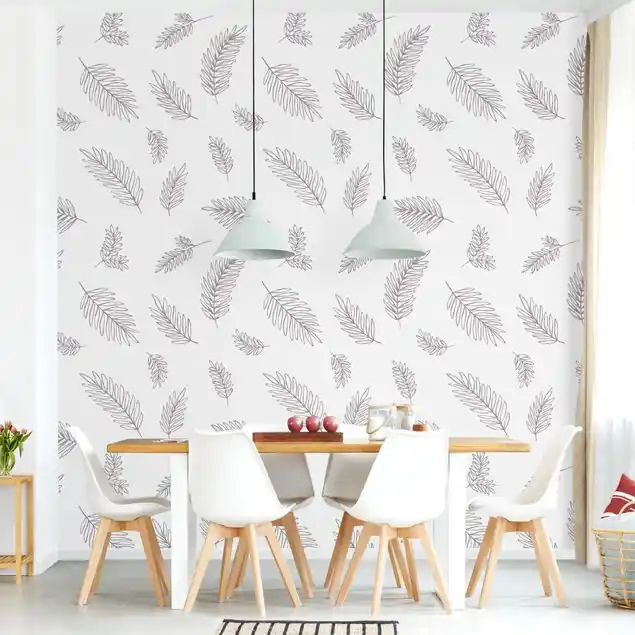 Zertifiziert Illustrierte Blätter Muster Beige