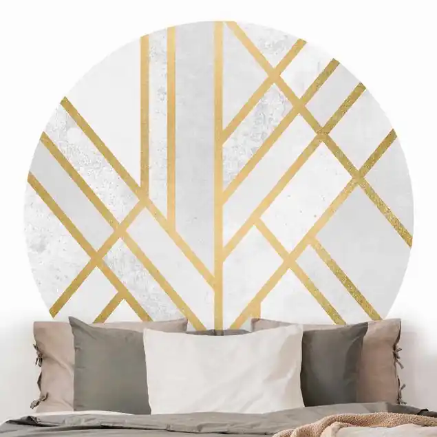 Abverkauf Art Deco Geometrie Weiß Gold