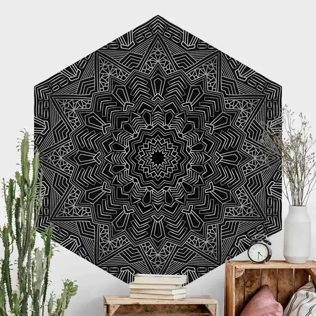 Wochenendangebot Mandala Stern Muster silber schwarz