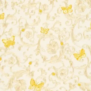 Zertifiziert Versace wallpaper Versace 3 Butterfly Barocco in Creme Gelb Metallic - 343251