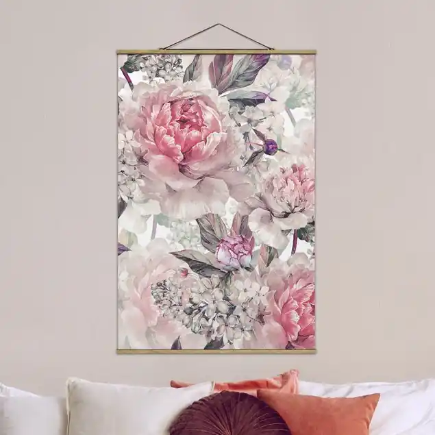 Zartes Aquarell Pfingstrosen Muster Kracherpreis