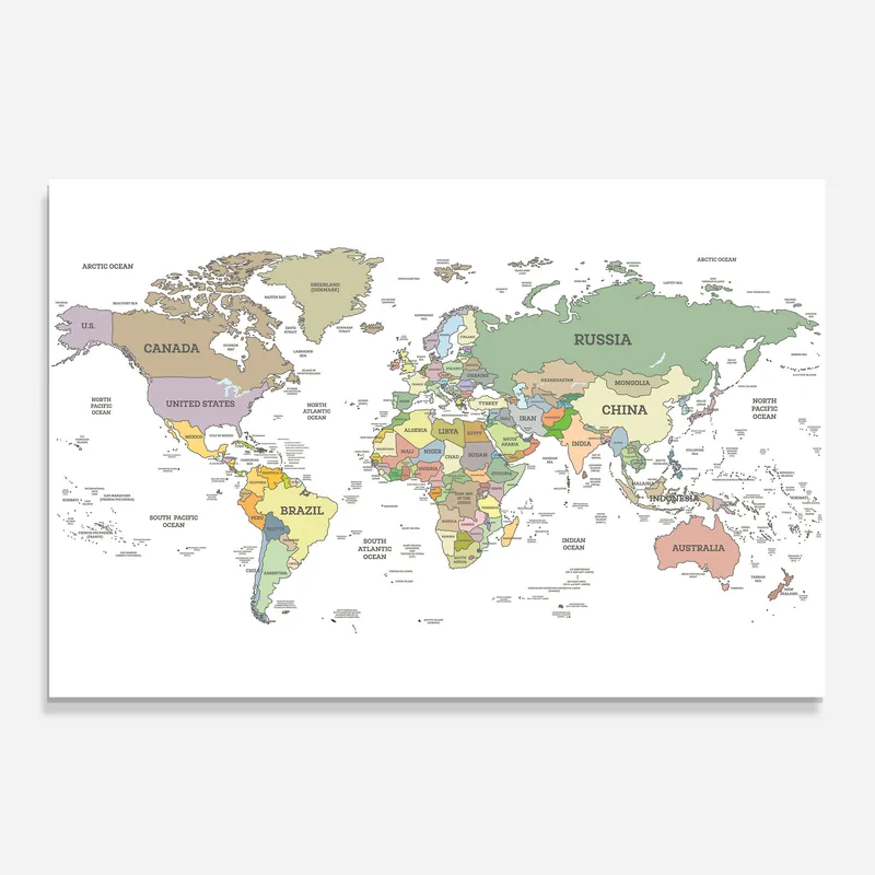 Zertifiziert Küchenrückwand Glas Detailed World Map