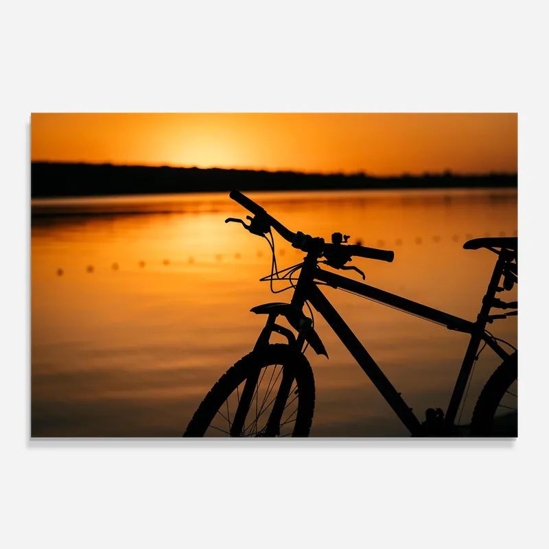Preisknaller Küchenrückwand Glas Sunset Lake Bike
