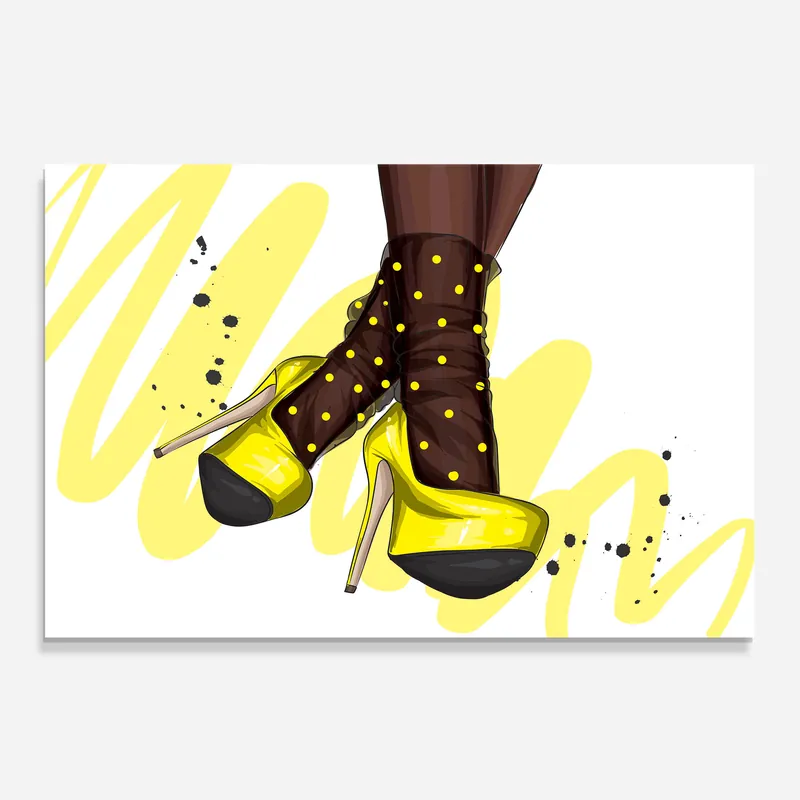 Zertifiziert Küchenrückwand Glas Yellow Black Heels