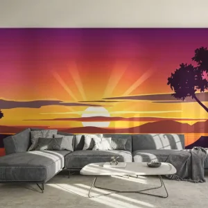 Fototapete Purple Sunrise Boat Neuheit