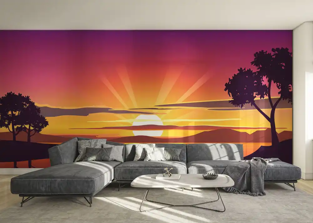 Fototapete Purple Sunrise Boat Neuheit