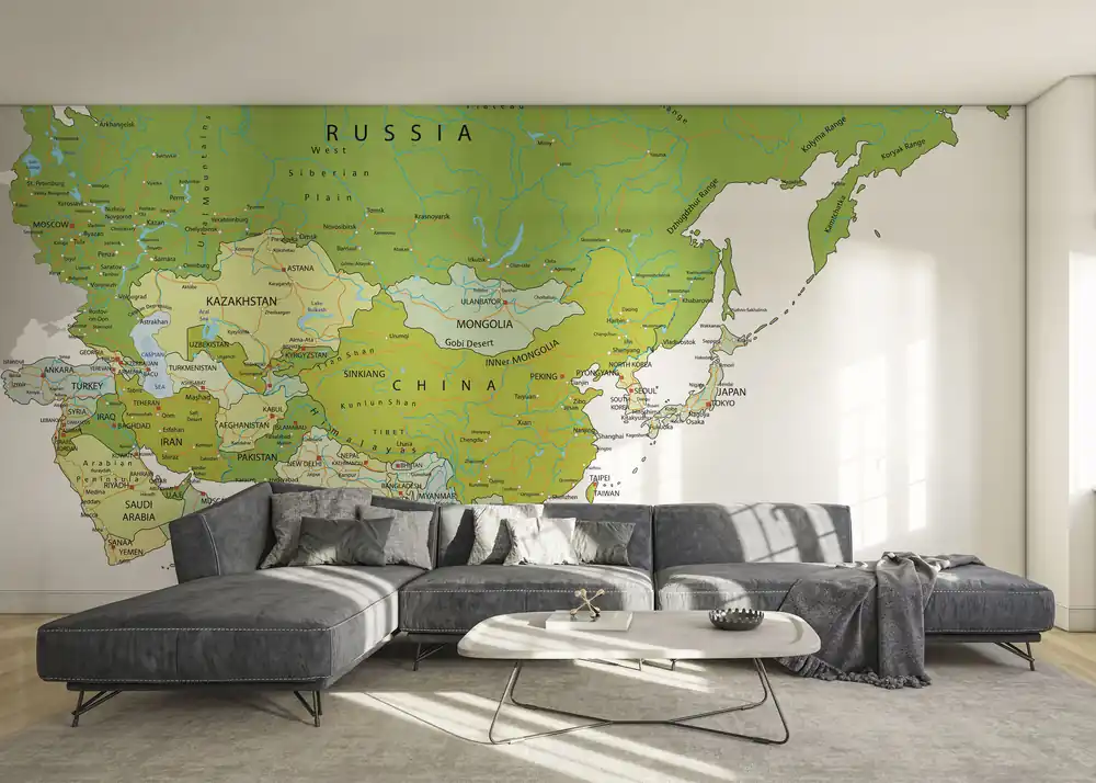 Zertifiziert Fototapete Green Asia Map