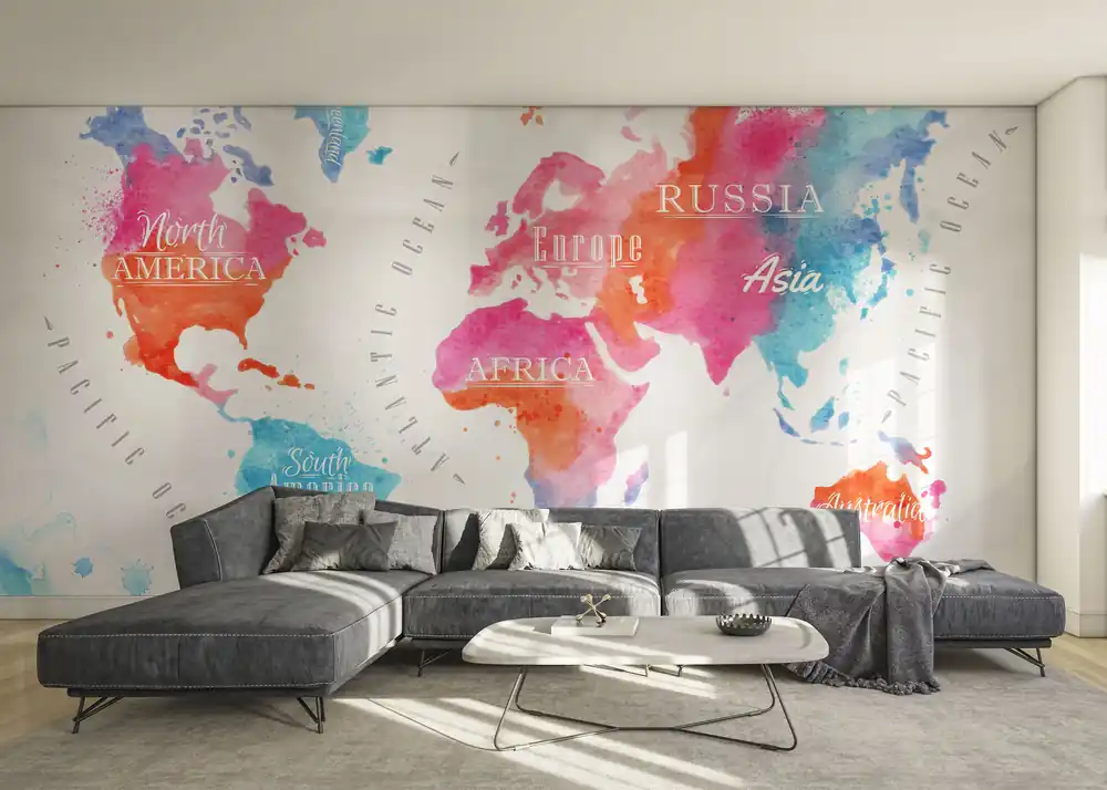 Abverkauf Fototapete Watercolor World Map