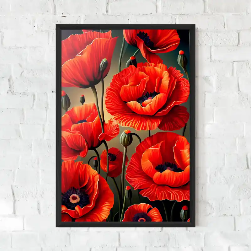 Direktkauf Gerahmte Poster Pretty Poppy On Green