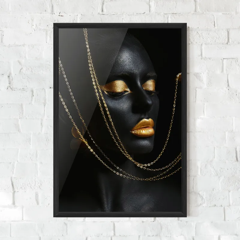 Jetzt Kaufen Gerahmte Poster Chain Gold Lips