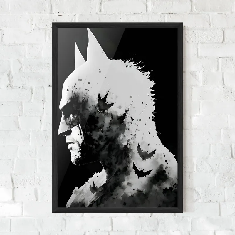 Markenware Gerahmte Poster Black White Batman