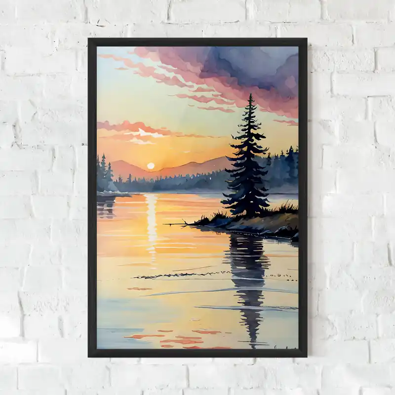 Zertifiziert Gerahmte Poster Tree Shadow Lake