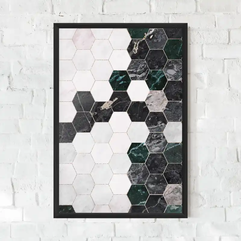 Zertifiziert Gerahmte Poster Green Hexagon