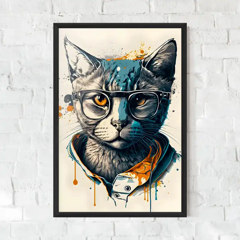 Abverkauf Gerahmte Poster Cat Glasses Art