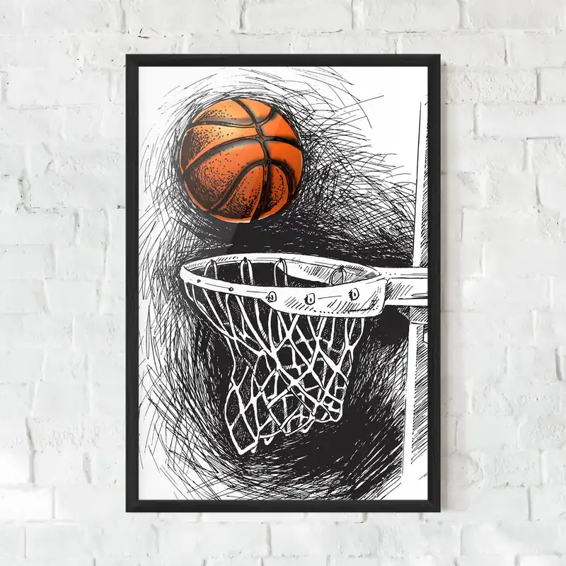Abverkauf Gerahmte Poster Grey Line Basket